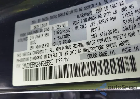 2024 Mazda Cx-30 2.5 S Select Sport z USA, uszkodzony, nr VIN 3MVDMBBM2RM638583